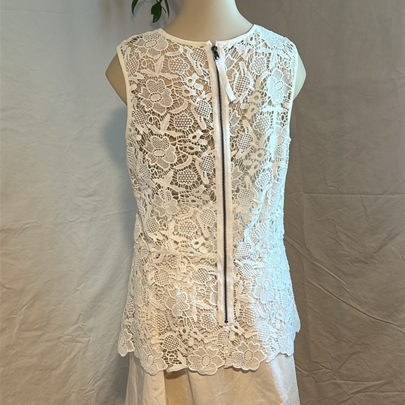 CABI NEEDLE OFF WHITE LACE SLEEVELESS ZIP BACK SHELL CABI SZ M - Picture 5 of 16